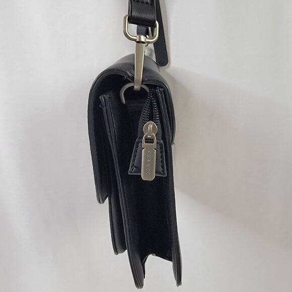 Pixie Mood Black Vegan Leather Crossbody Bag – 10"x8"x3" Minimalist Design - Picture 4 of 15